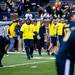 The Maize Team argues a call with the referees during the alumni spring flag football game on Saturday, April 13. AnnArbor.com I Daniel Brenner